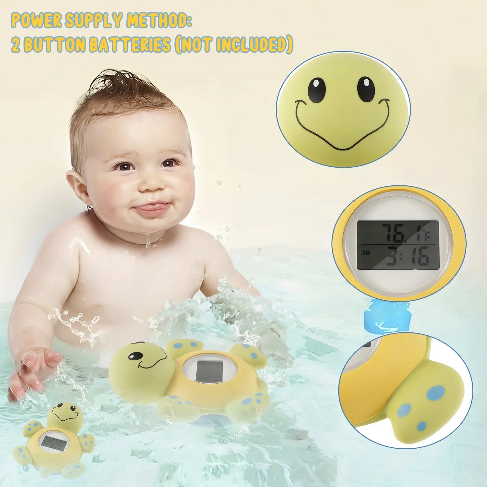 Baby Bath Thermometer, Bath Thermometer ,Temperature Fahrenheit, Turtle Bath Toy