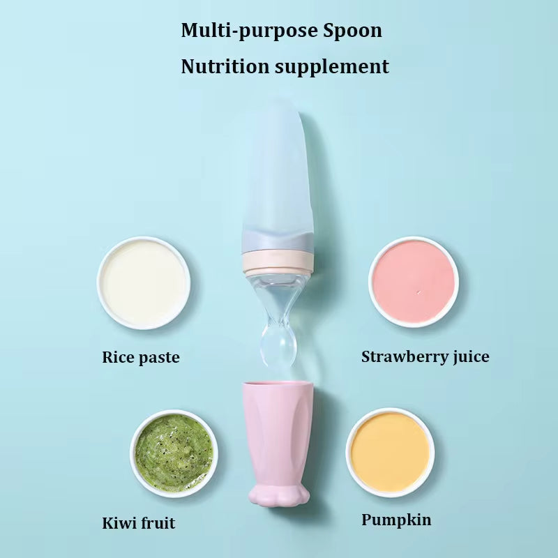 Infant Baby Squeezing Feeding Bottle Baby Silicone Baby Feeding Spoon Vegetable Fruit Feeding Spoon Rice Cereal Bottle Baby Dish