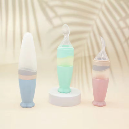 Infant Baby Squeezing Feeding Bottle Baby Silicone Baby Feeding Spoon Vegetable Fruit Feeding Spoon Rice Cereal Bottle Baby Dish